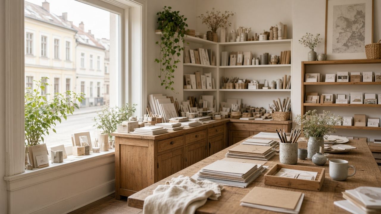 Stationery / paper goods / gift shop workspace at Sucroaccen House